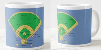 Baseball field diagram mug, blue