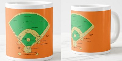 Baseball field diagram mug, orange