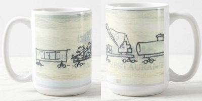 Freight train doodle mug